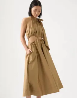 Aje Henriette Tie Strap Midi Dress Brown Size 6 / XS for rent on The Volte - image 2