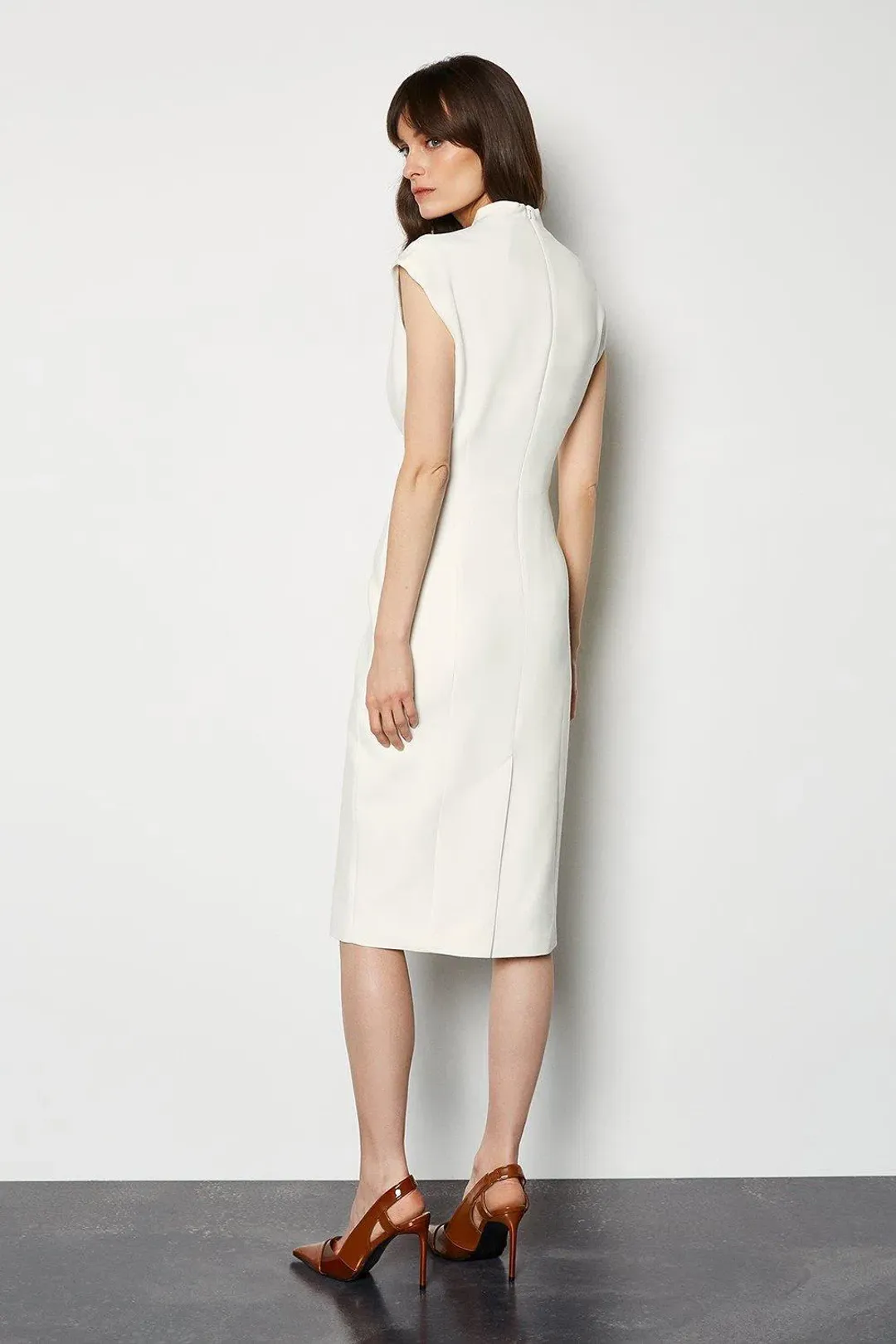 Karen Millen Bodycon Pencil Dress Ivory Size AU 8 for rent on The Volte - main image