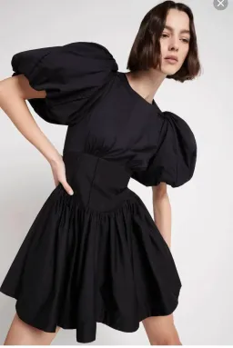 Aje Gianna Puff Sleeve Mini Dress Black Size 8 for rent on The Volte - image 4