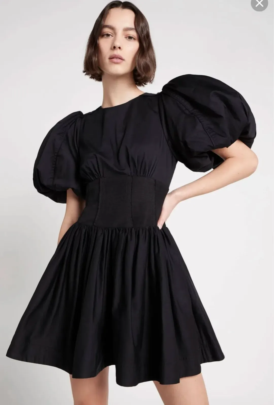 Aje Gianna Puff Sleeve Mini Dress Black Size 8 for rent on The Volte - main image