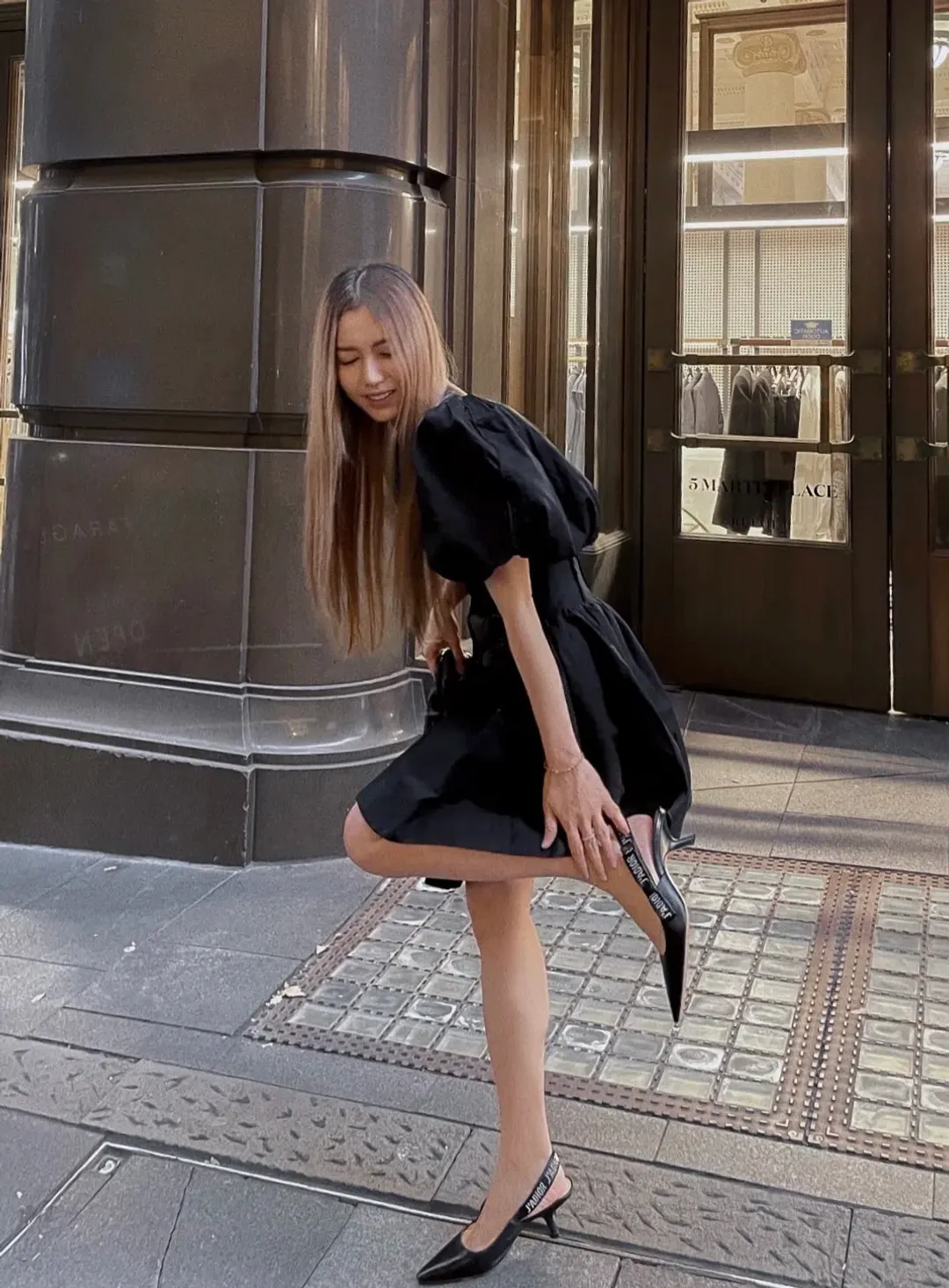 Aje Gianna Puff Sleeve Mini Dress Black Size 8 for rent on The Volte - main image