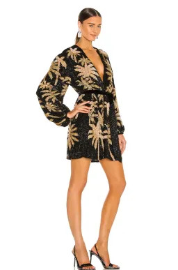 Retrofete Gabrielle Robe Dress in Blac/Gold Palm Size 6 for rent on The Volte - image 1