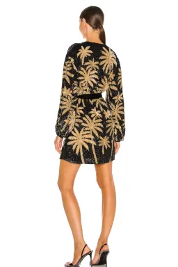 Retrofete Gabrielle Robe Dress in Blac/Gold Palm Size 6 for rent on The Volte - image 3