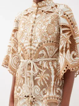 Zimmermann Ginger Embroidered Shirt Dress Ivory/Tan Size 0P/Au 6 for rent on The Volte - image 2