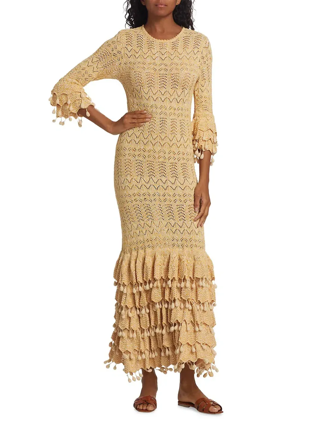 Zimmermann Wonderland Tiered Frill Dress Cream Marle Size 2/Au 12  for rent on The Volte - main image