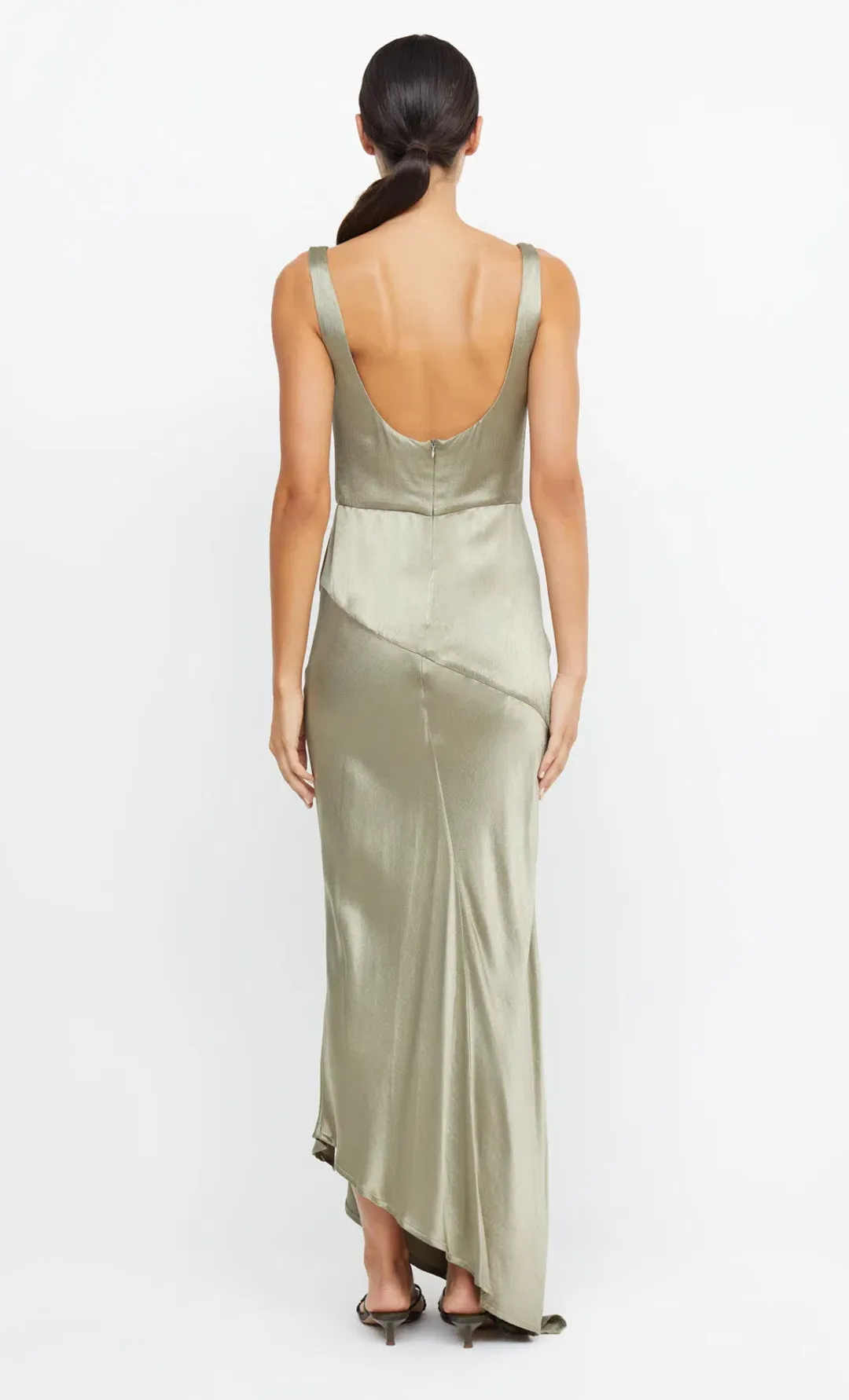 Bec & Bridge Moon Dance Cowl Bias Dress  Sage Size 16  for rent on The Volte - main image