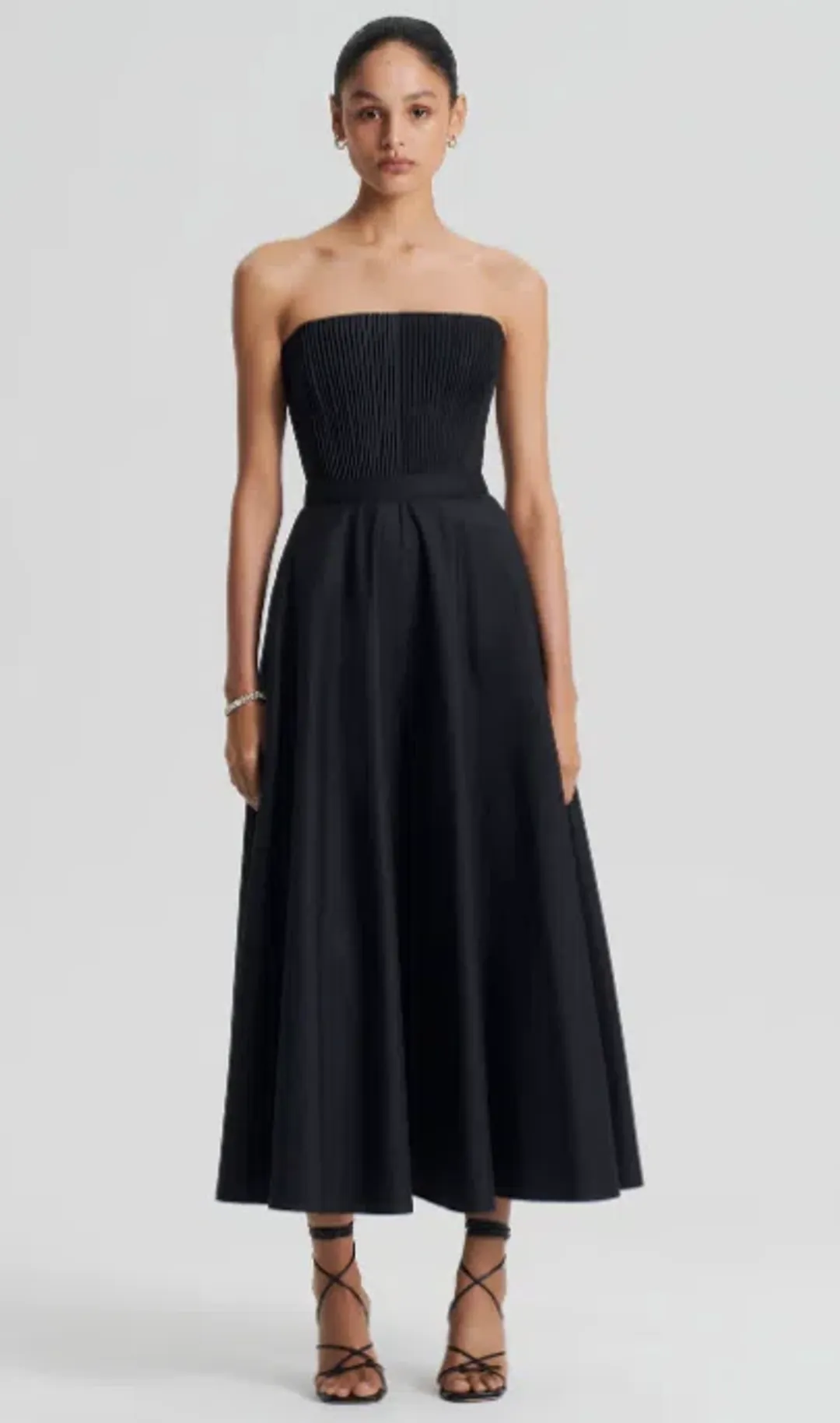 Scanlan Theodore Parachute Bustier Midi Dress Black Size 10 for rent on The Volte - main image