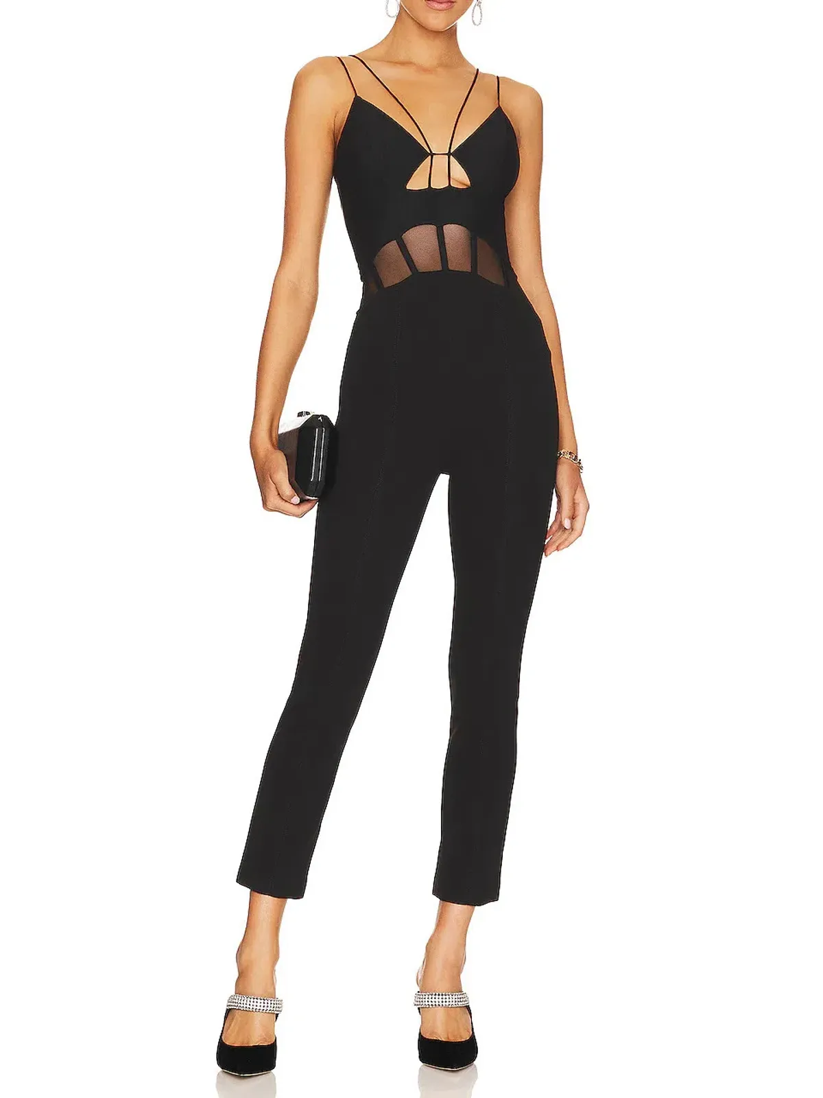 Misha Myrine Bonded Crepe Jumpsuit Black Size 10/M for rent on The Volte - main image