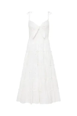 Palm Noosa James Midi Dress in White Linen Size 12 for rent on The Volte - image 5