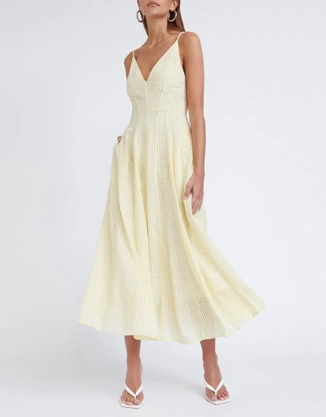 By Johnny Romy Check Dress Yellow Size 6 for rent on The Volte - main image