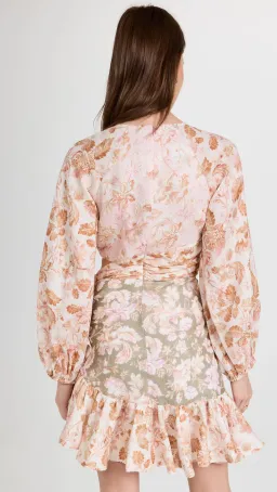 Zimmermann Lyre Wrap Billow Mini Dress Spliced Size 0/Au 8 for rent on The Volte - image 3