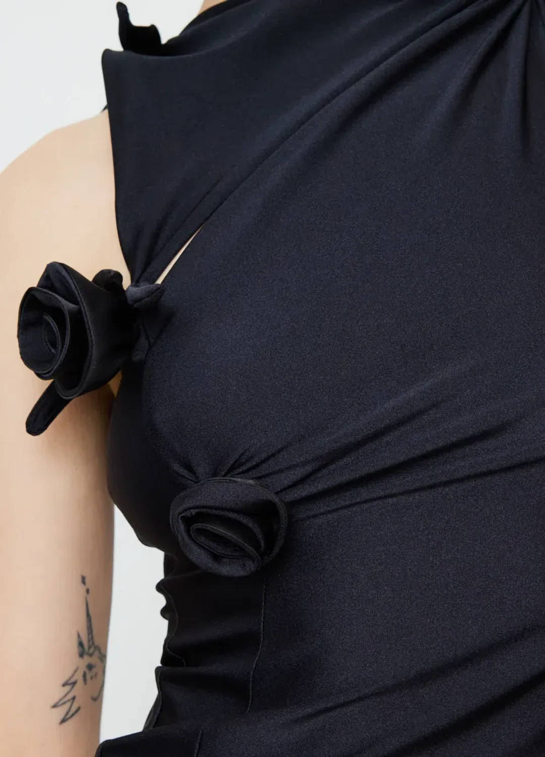 Coperni Asymmetric Flower Gown Floor Length Black Size L/Au 10 for rent on The Volte - main image