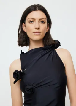 Coperni Asymmetric Flower Gown Floor Length Black Size L/Au 10 for rent on The Volte - image 4