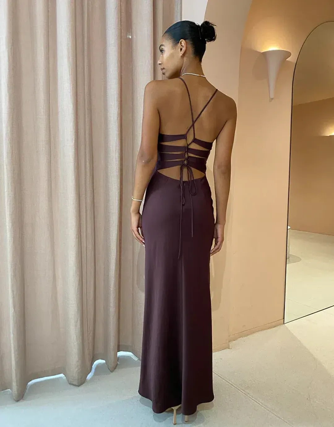 Manning Cartell Time To Shine Slip Dress In Truffle Size 12 for rent on The Volte - main image