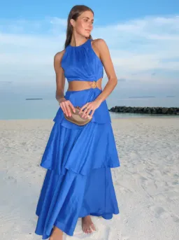 Aje Wave Cut Out Ring Midi Dress Marine Blue Size 8 for rent on The Volte - image 4