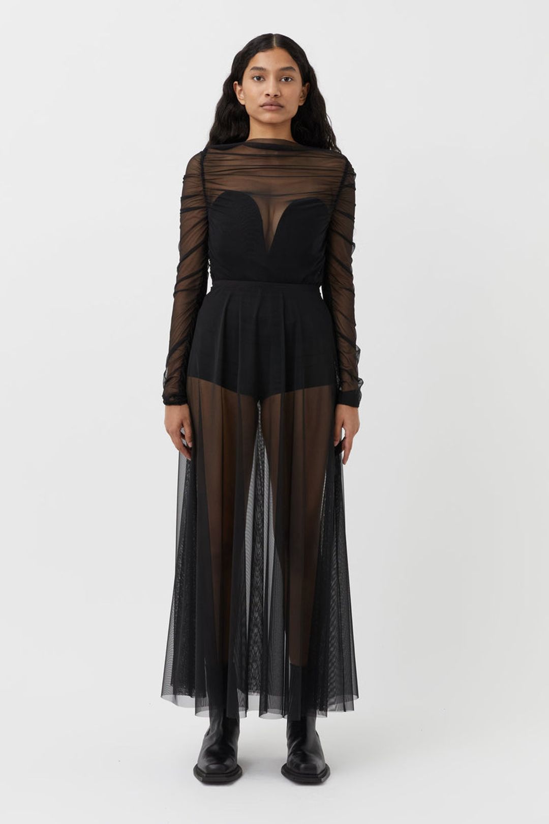 Camilla And Marc Cove Gathered Top and Maxi Skirt Set Black Size 10 for rent on The Volte - main image