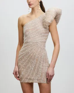 Rachel Gilbert Phoebe Mini Dress Nude Size AU 8 for rent on The Volte - image 2