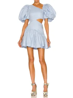 Aje Chateau Cut Out Mini Dress Blue Size 12 for rent on The Volte - image 1