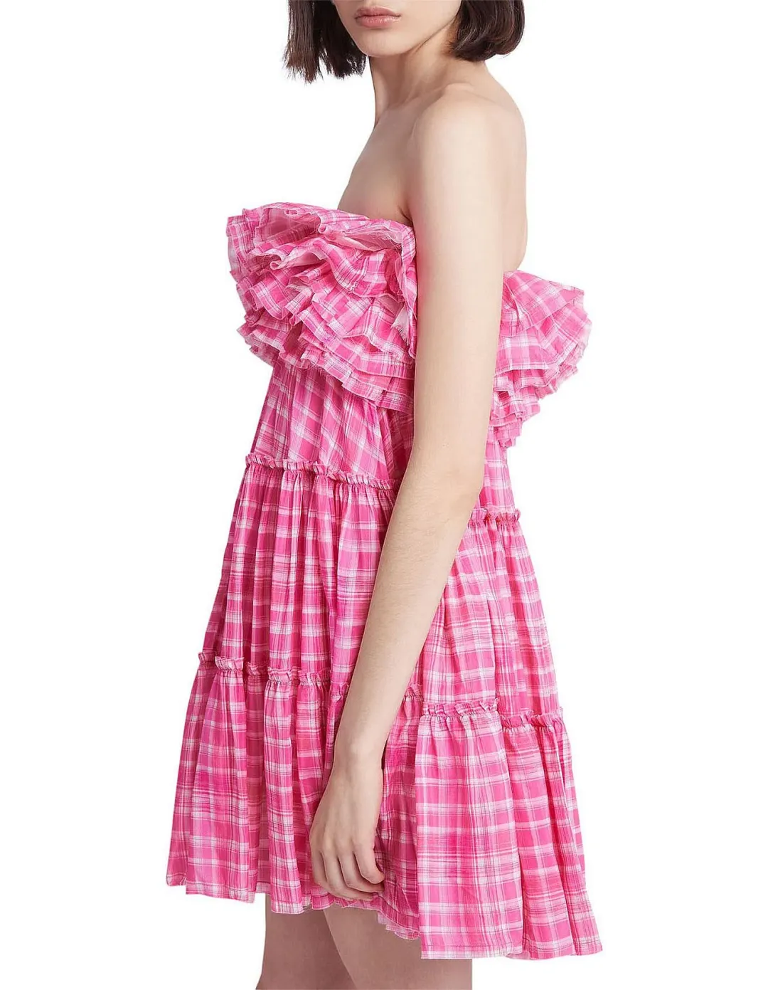 Aje Bungalow Tiered Mini Dress Pink Size 8 for rent on The Volte - main image