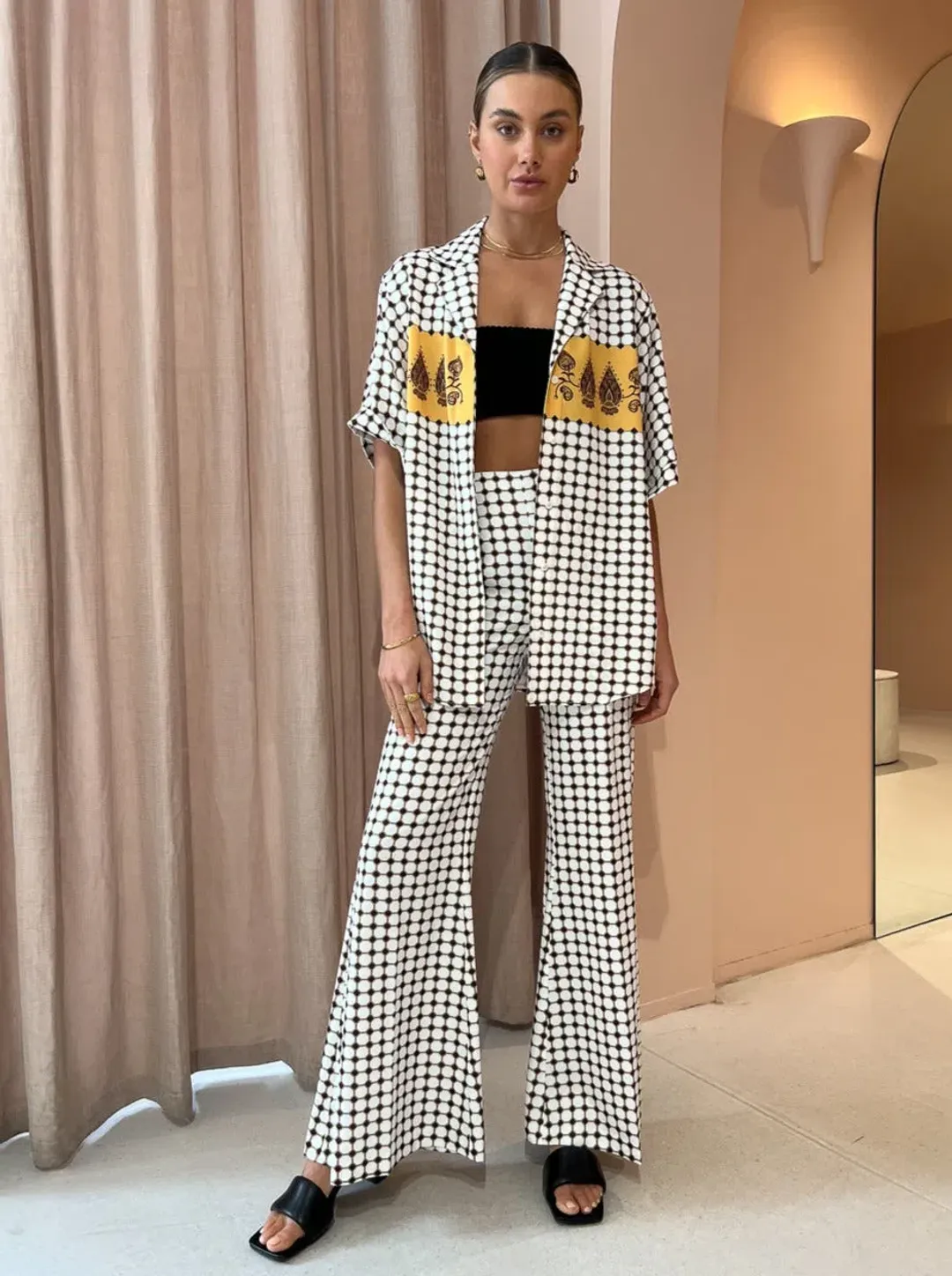 Camilla & Marc Rivoli Shirt & Pants Set Print Size 4 for rent on The Volte - main image