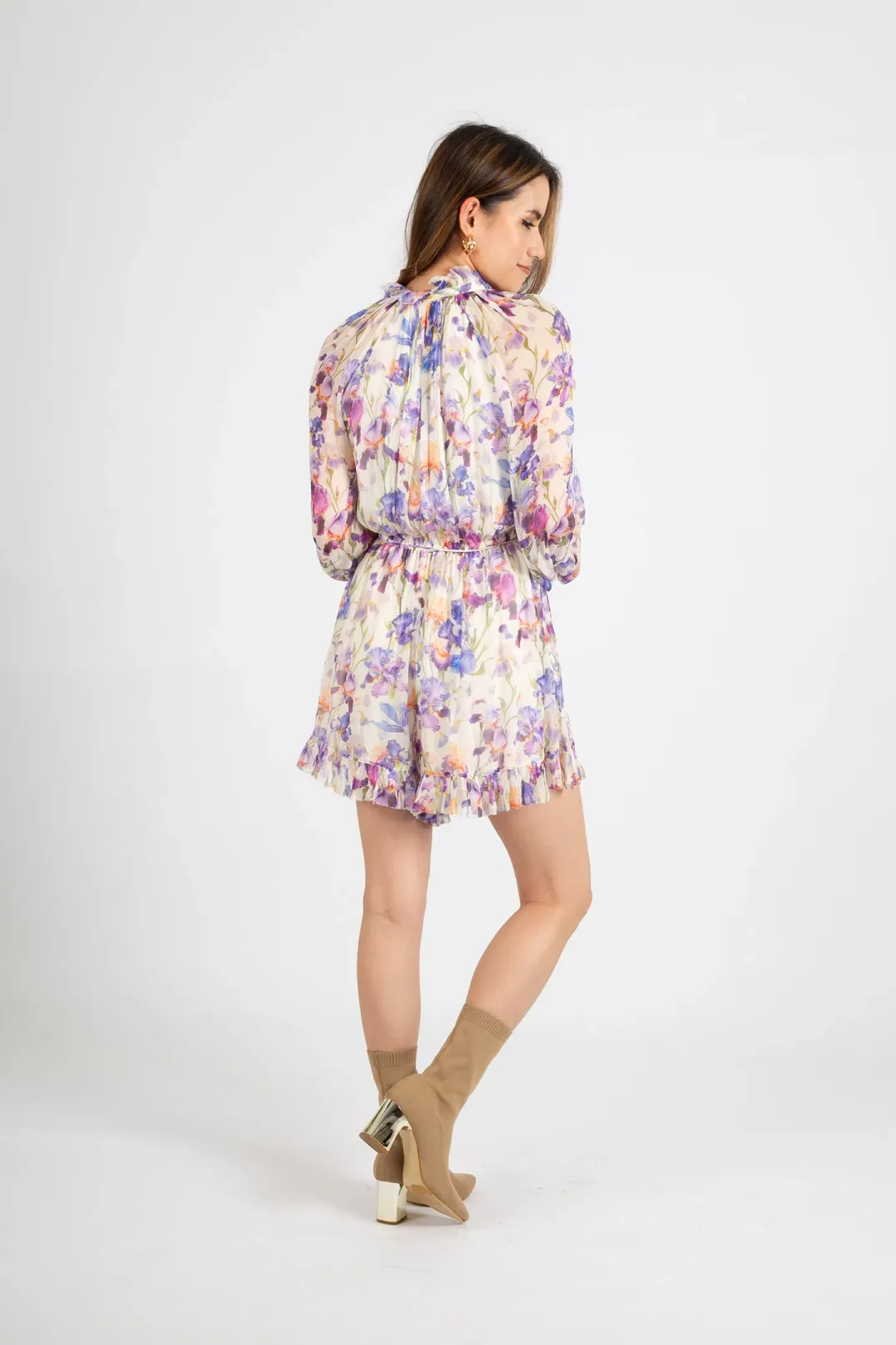 Zimmermann Tama Ruffle Mini Dress Floral Size 0 / AU 8 for rent on The Volte - main image