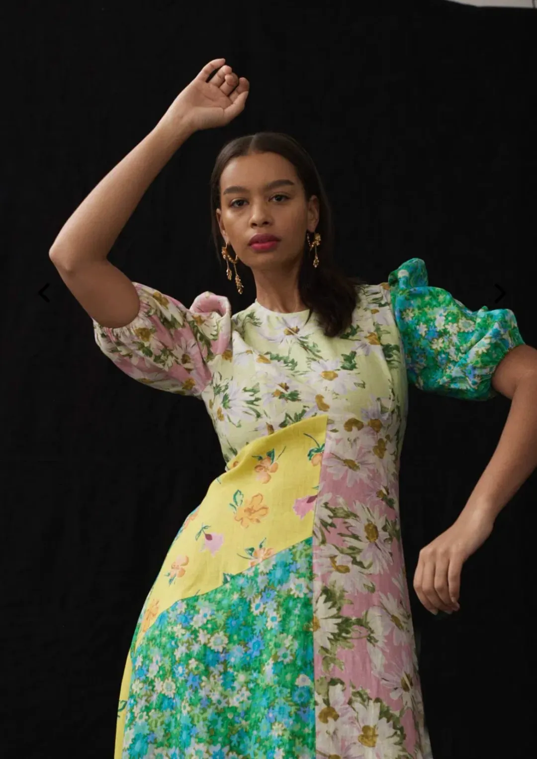 Alemais Kenzie Patchwork Floral Midi Dress Multi Size AU 10 for rent on The Volte - main image