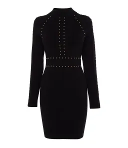 Karen Millen Embellished Bodycon Knit Dress Black Size AU 14 for rent on The Volte - image 2