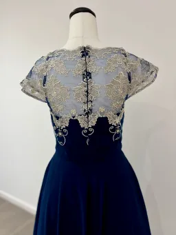 Chi Chi London Chiffon Midi Dress With Embroidery In Navy Size AU 8 for rent on The Volte - image 4