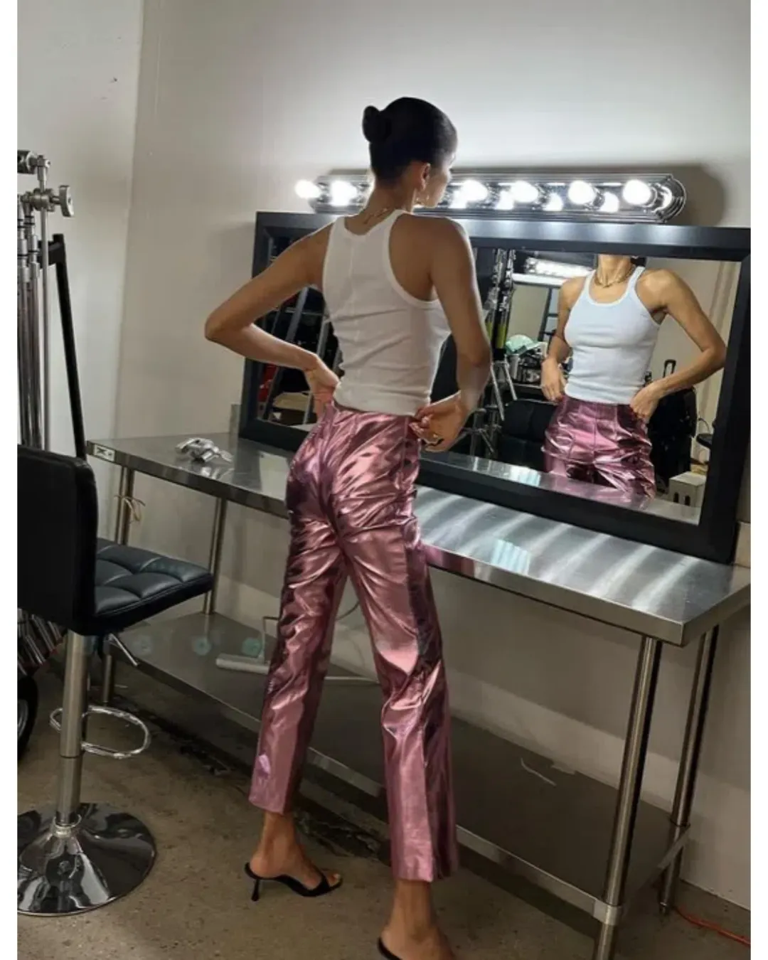 Song of Style Masha Pant Metallic Pink Size AU 8 for rent on The Volte - main image