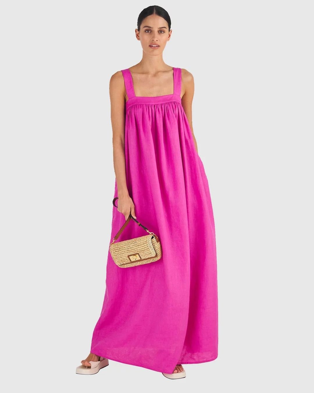 Oroton Bow Detail Sundress Pink Size AU 12 for rent on The Volte - main image