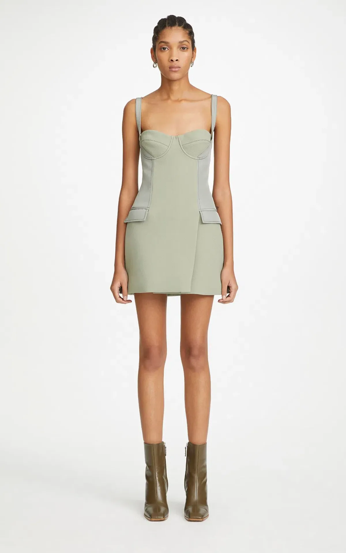 Dion Lee Belted Strap Bustier Dress Green Size 8 for rent on The Volte - main image