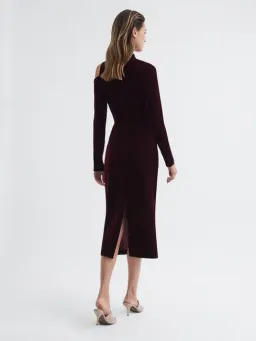 Reiss Tatiana Velvet Cut-out Shoulder Dress Black Size AU 6 for rent on The Volte - image 4