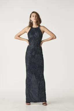 Rachel Gilbert Hand Embellished Carrie Gown Midnight Black Size AU 6 for rent on The Volte - image 1