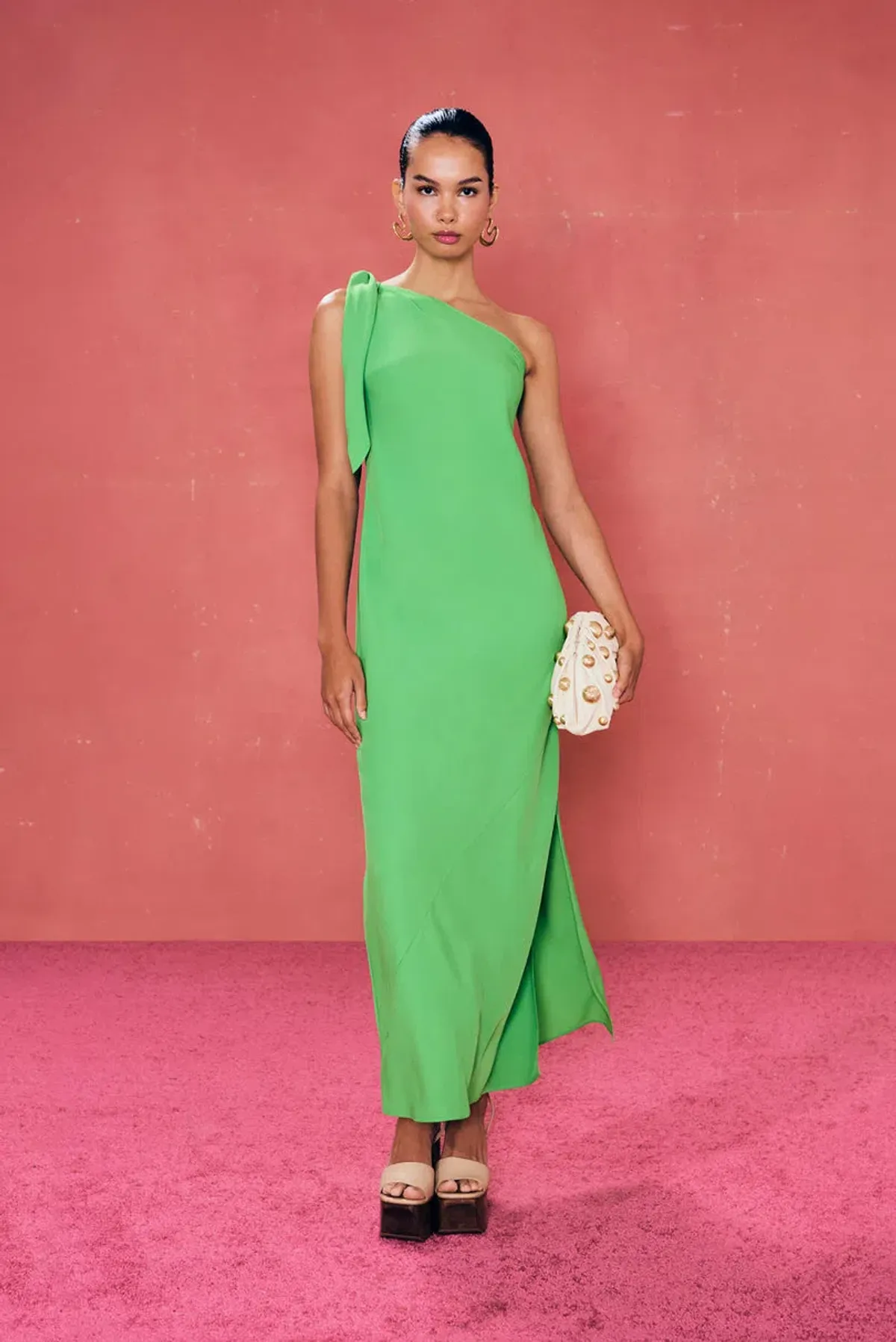 Cult Gaia Kamila Asymmetric Maxi Dress Green Size M / Au 10 for rent on The Volte - main image