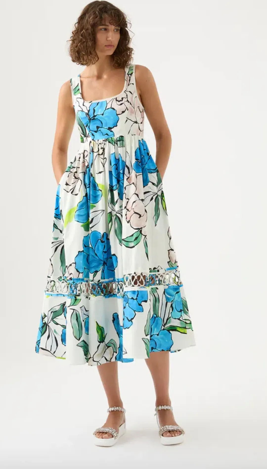 Aje Erika Cut Out Midi Dress Floral Size 8 for rent on The Volte - main image
