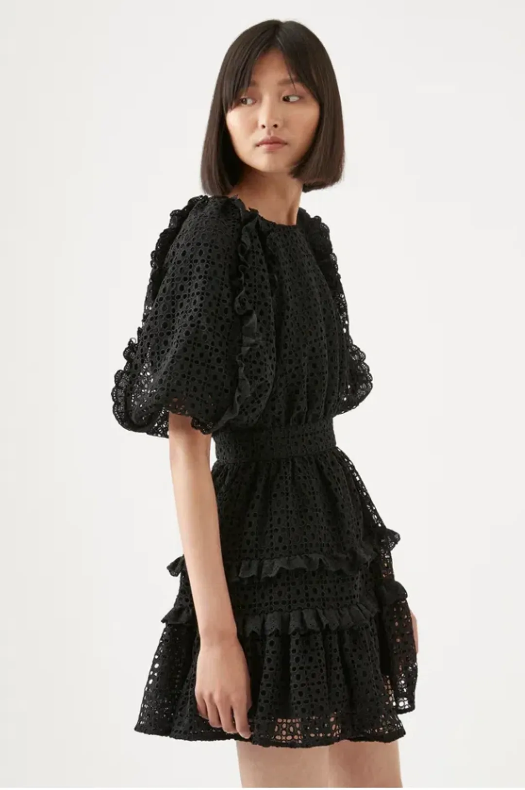 Aje Aveline Broderie Mini Dress Black Size 8 for rent on The Volte - main image