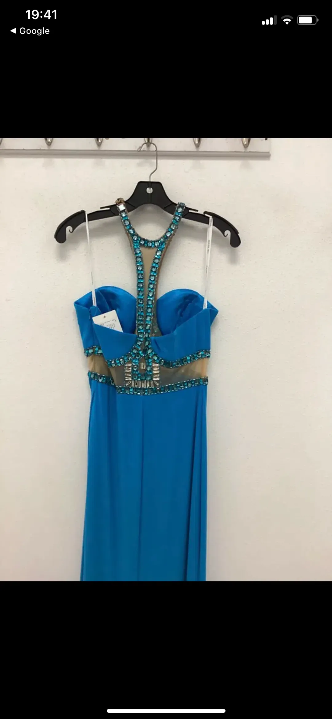 Sherri Hill 50339 Blue Beaded Size 8 for rent on The Volte - main image
