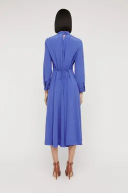 Scanlan Theodore Silk Gather Neck Dress Blue Size 8 for rent on The Volte - image 2