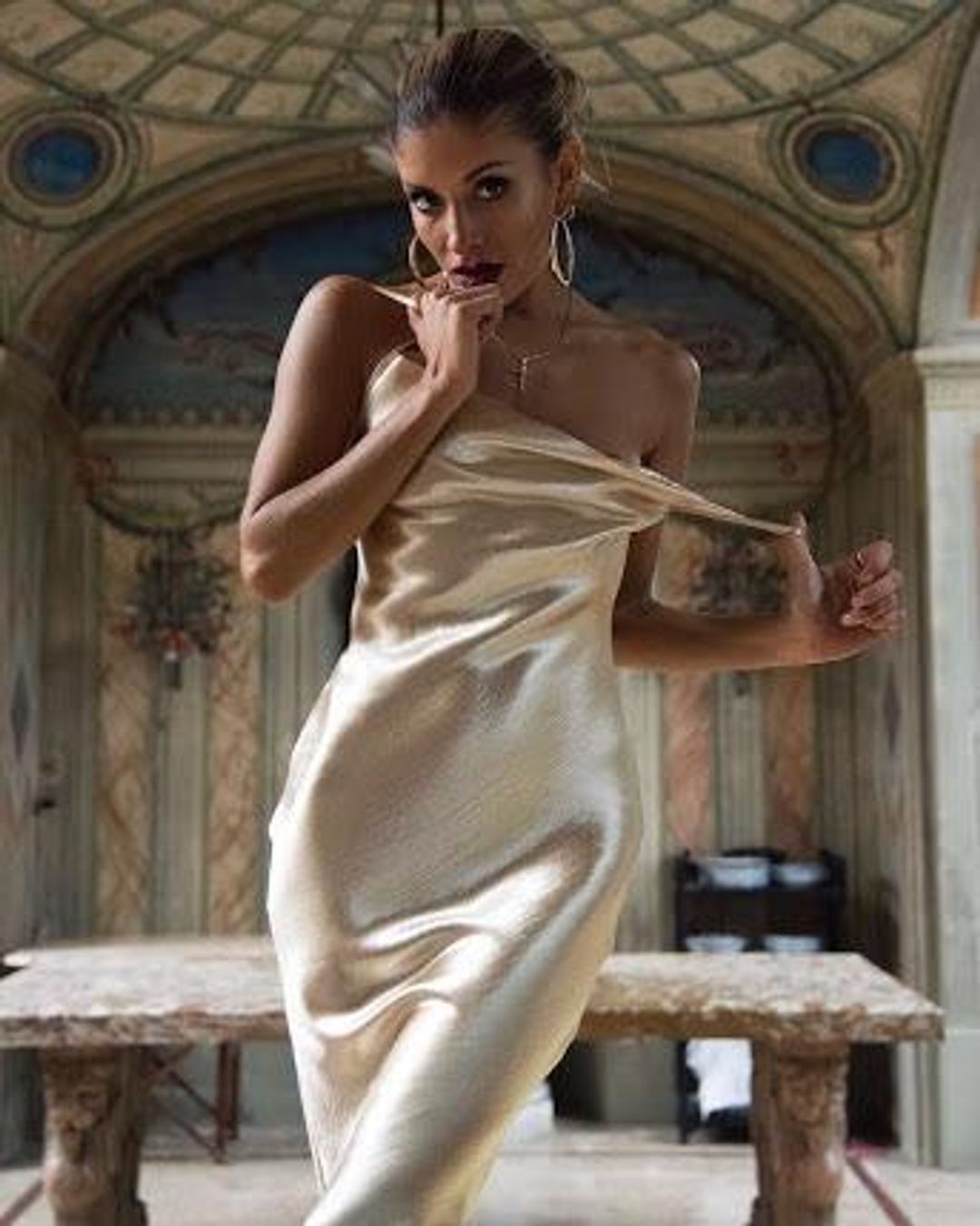 Rat & Boa Sofia Midi Dress Gold Size 12  for rent on The Volte - main image