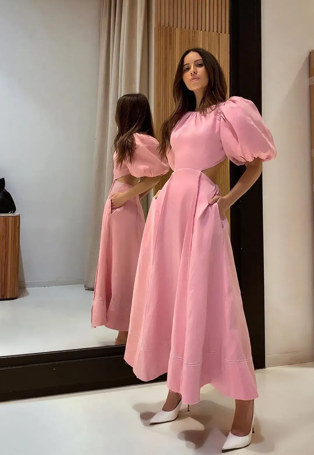 Aje Serendipity Cut Out Dress Musk Pink Size AU 8  for rent on The Volte - main image