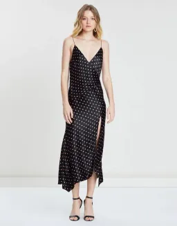 Bec & Bridge Kylie Polka Dot Satin Midi Slip Dress Black AU 6  for rent on The Volte - image 1