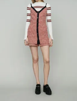 Maje Rever Skirt Overlay Tweed Cotton Blend Playsuit Red Size AU 8 for rent on The Volte - image 1