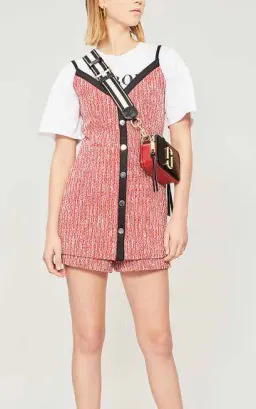 Maje Rever Skirt Overlay Tweed Cotton Blend Playsuit Red Size AU 8 for rent on The Volte - image 2