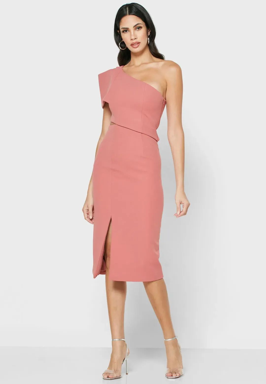 Elliatt Adorn Structured One Shoulder Dress Pink Size 12 for rent on The Volte - main image