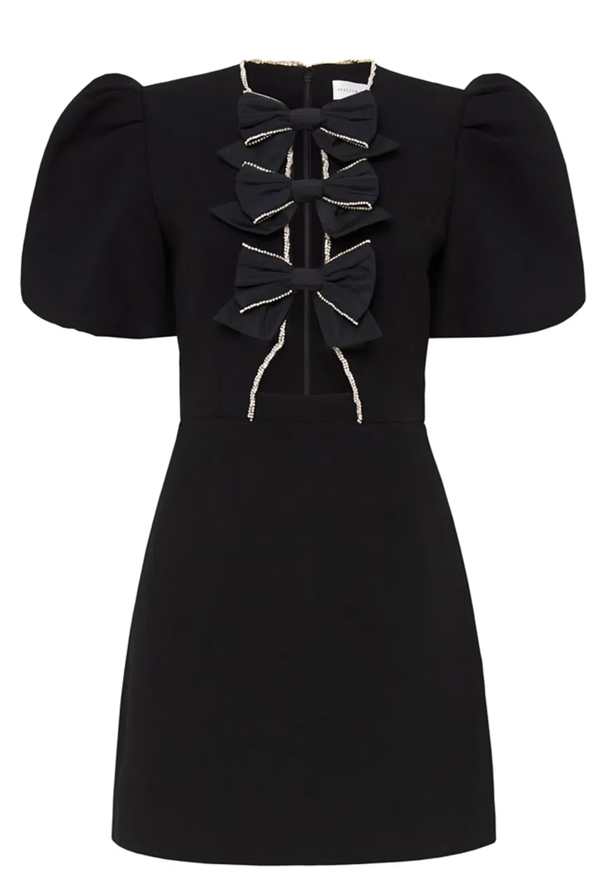 Rebecca Valance Katie Bow Mini Dress (black, size 8) for rent on The Volte - main image