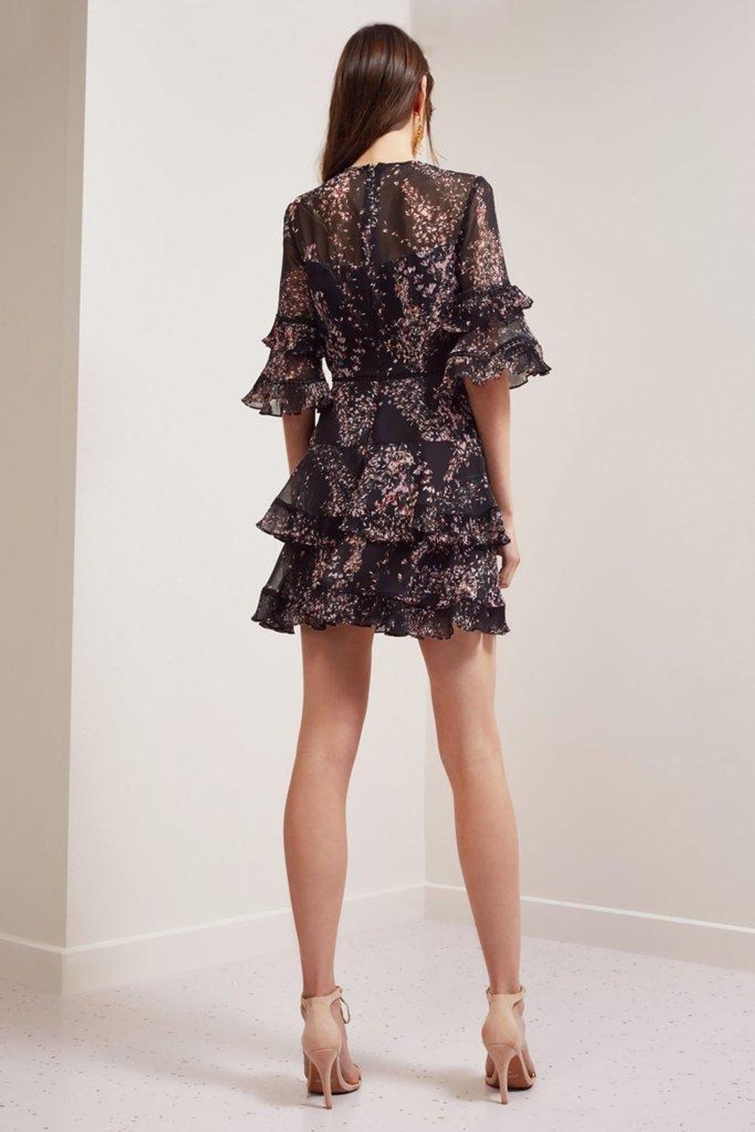 Keepsake Light Up Mini Dress in Black Wildflower Floral  Size 6 for rent on The Volte - main image