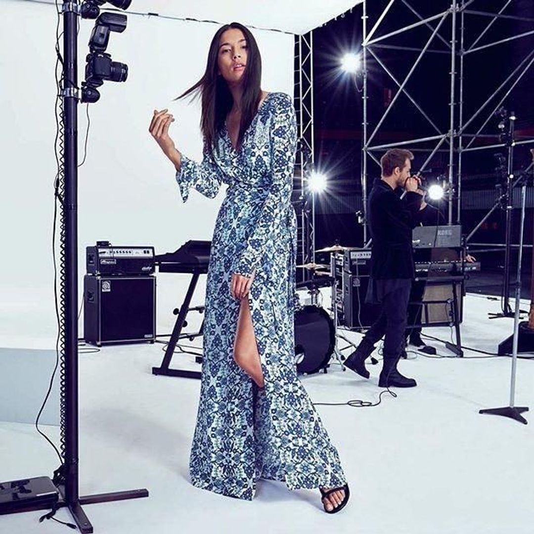 Tigerlily Turkish Baths Maxi Wrap Dress in Agean size 10 for rent on The Volte - main image