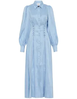 Aje Ephemera Lace Up Shirt Dress in Powder Blue Size 12 for rent on The Volte - image 3