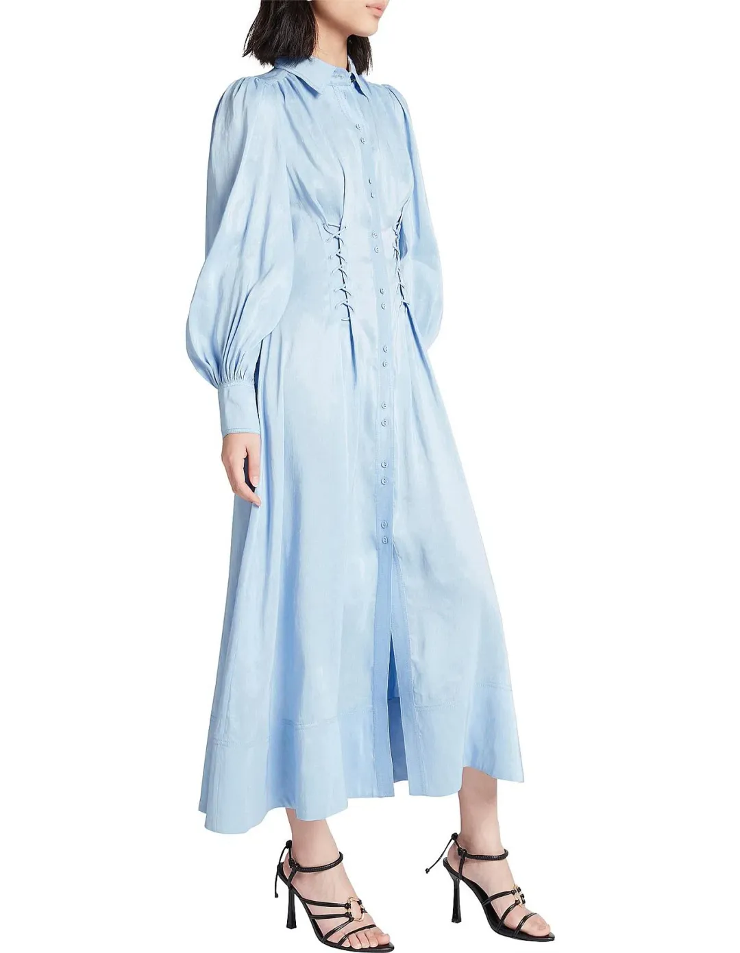 Aje Ephemera Lace Up Shirt Dress in Powder Blue Size 12 for rent on The Volte - main image