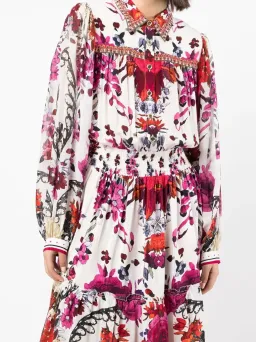 Camilla Button Through Tiered Dress Reign Of Roses Size L / Au 14 for rent on The Volte - image 2